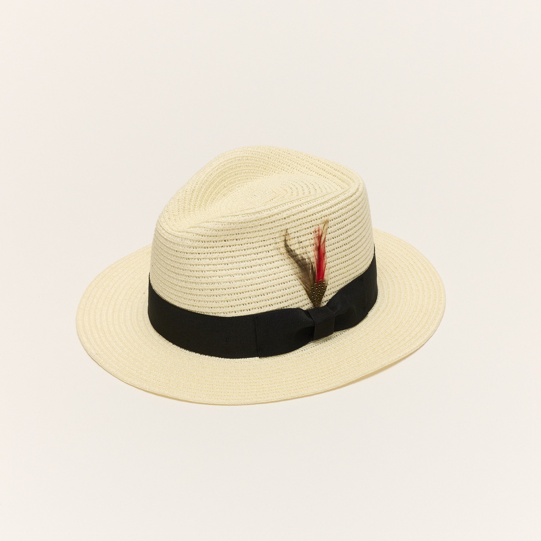 Wide Brim Straw Hat – Neutral Fedora Style | Paper Straw Blend | Summer Resort Vince Camuto Paper Straw Fedora Sun Hat – Grosgrain Ribbon  main image 2