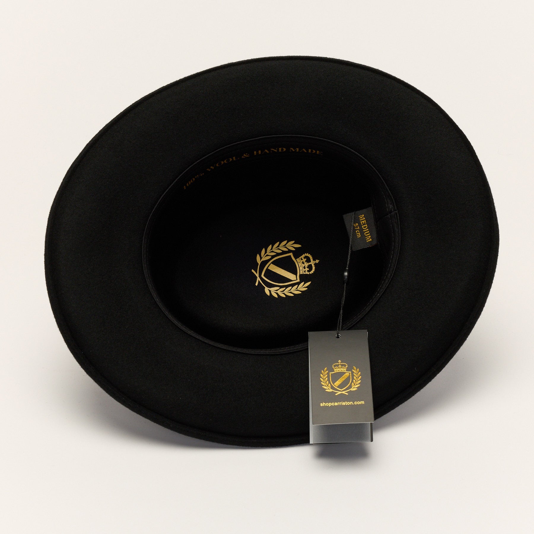 Meccafox Black Wide Brim Wool Felt Hat with Concho Band