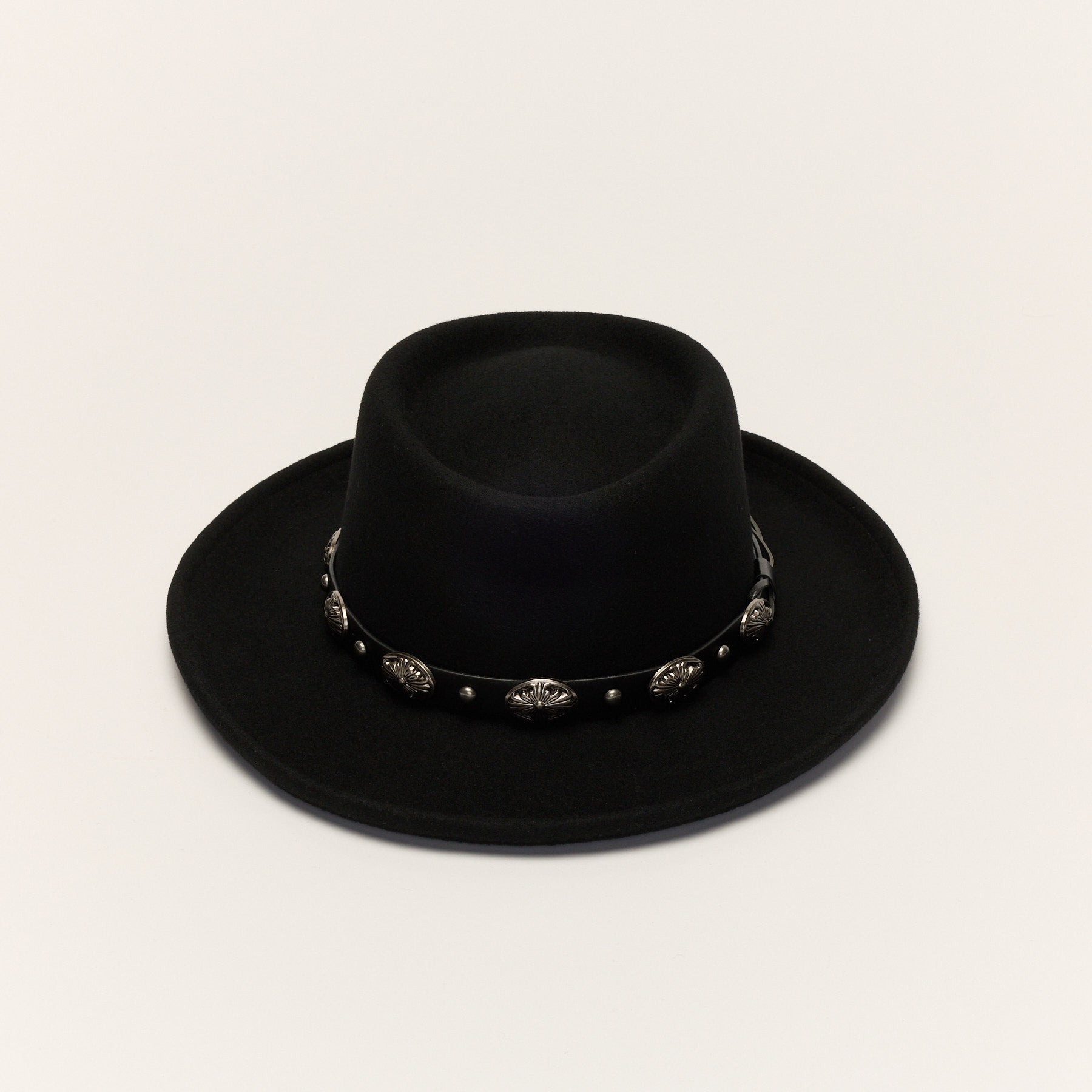 Black Wool Felt Gambler Hat with Concho Band – CARRISTON