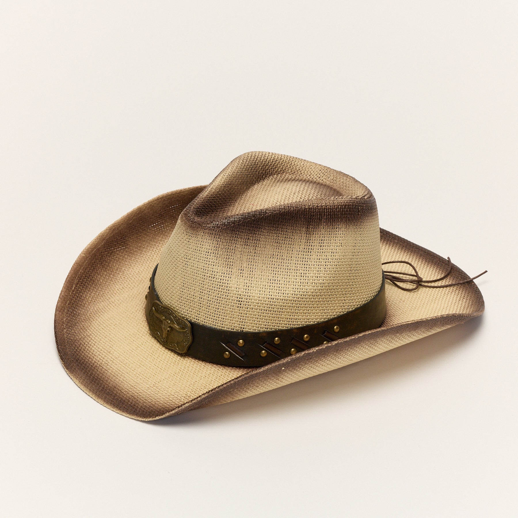 1774 Straw Cowboy Hat Wide Brim Sun Hat Cowgirl Summer Western Cowboy Hat Stetson Sol Straw Flat Brim Hat – McKinney Hat Company main image 4